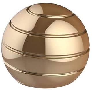 CaLeQi Desktop Ball Transfer Gyro Aluminum Alloy Kinetic Desk Toy Stress Relief Office Executive Gadgets Metal Ball Full Disassembly Rotary Decompression Toy-Small (Gold)