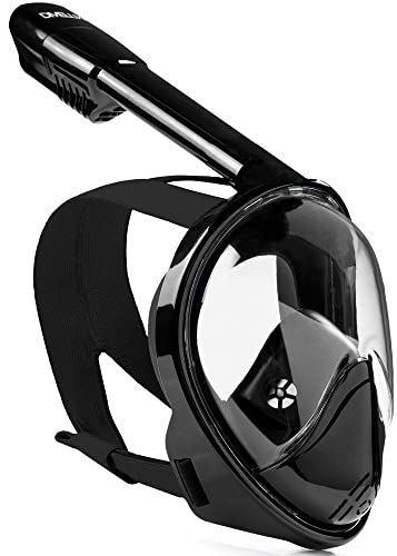 DIVELUX Snorkel Mask - Original Full Face Snorkeling and Diving Mask with 180° Panoramic Viewing - Longer Ventilation Pipe, Watertight, Anti Fog & Anti Leak Technology, S/M, L/XL, XS