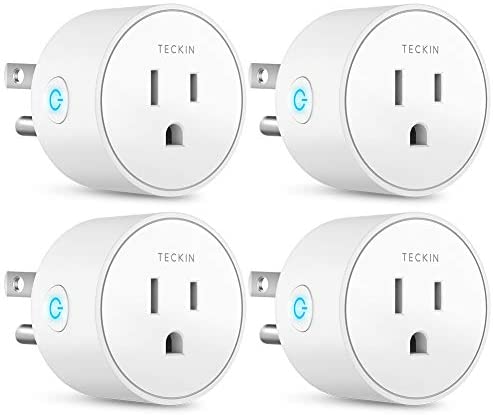 Smart Plug Works with Alexa Google Assistant for Voice Control, Teckin Mini Smart Outlet Wifi plug with Timer Function, No Hub Required, White FCC ETL Certified (4 pack)