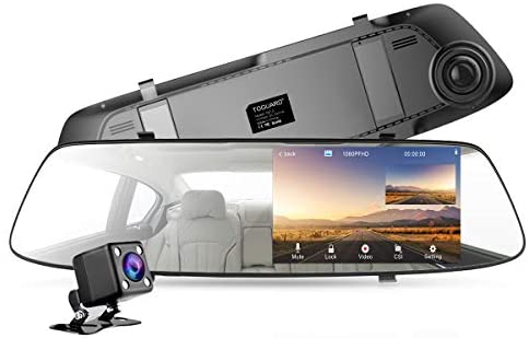 Backup Camera 4.3 Inch Mirror Dash Cam 1080P TOGUARD Touch Screen Front and Rear Dual Lens Car Camera with Parking Assistance, Rear View Mirror Backup Camera with Waterproof Rear View Reverse Camera
