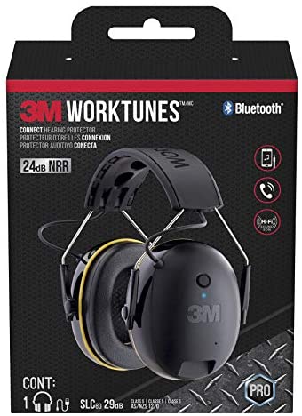 3M WorkTunes Connect Hearing Protector with Bluetooth Technology, 24 dB NRR, Ear protection for Mowing, Snowblowing, Construction, Work Shops