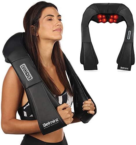 Deep Kneading Neck Massager with Heat - Shiatsu Neck Back and Shoulder Massager for Home Office Use Corded Electric - Great Christmas Gift Idea