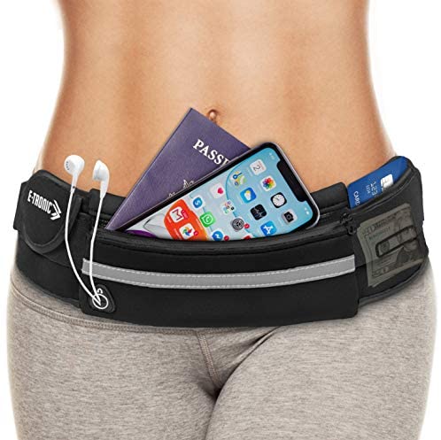 E Tronic Edge Running Belt for Women & Men - Fanny Pack for Cell Phone, Money, Keys - Secure Fitness Waist Pouch for Workout, Jogging, Walking - Gifts for Man or Woman Who Has Everything