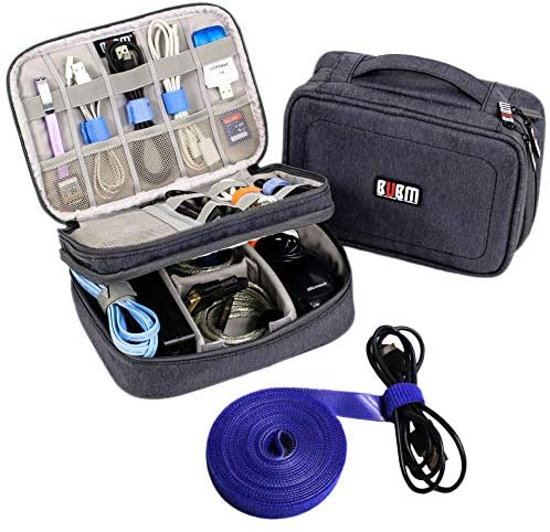 Electronics Organizer Travel Cable Cord Wire Bag Accessories Gadget Gear Storage Cases (Dark Gray)