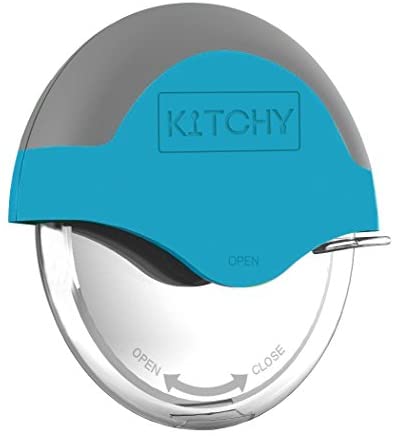Kitchy Pizza Cutter Wheel with Protective Blade Guard, Super Sharp and Easy To Clean Slicer, Stainless Steel (Blue)