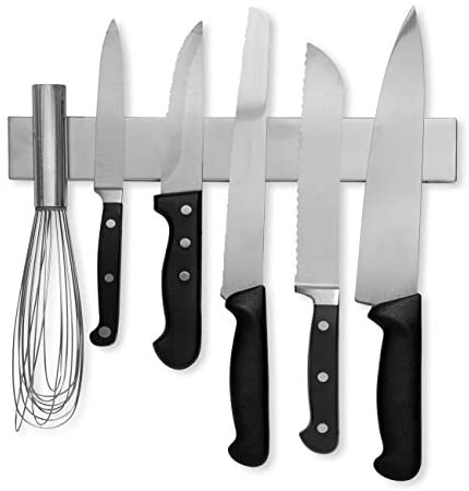 Modern Innovations 10 Inch Stainless Steel Magnetic Knife Bar with Multipurpose Use as Knife Holder, Knife Rack, Knife Strip, Kitchen Utensil Holder, Tool Holder, Art Supply Organizer, Home Organizer