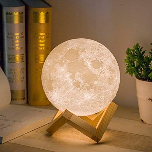 Mydethun Moon Lamp Moon Light Night Light for Kids Gift for Women USB Charging and Touch Control Brightness Warm and Cool White Lunar Lamp(5.9 in Moon lamp with Stand)