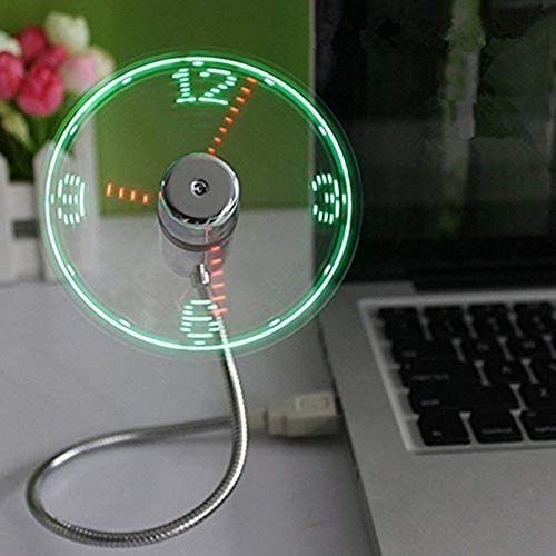 ONXE USB LED Clock Fan with Real Time Display Function,USB Clock Fans,Silver,1 Year Warranty (Clock)