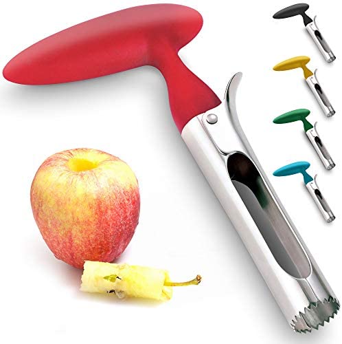 Premium Apple Corer - Easy to Use Durable Apple Corer Remover for Pears, Bell Peppers, Fuji, Honeycrisp, Gala and Pink Lady Apples - Stainless Steel Best Kitchen Gadgets Cupcake Corer - Zulay Red
