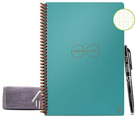 Rocketbook Smart Reusable Notebook - Dot-Grid Eco-Friendly Notebook with 1 Pilot Frixion Pen & 1 Microfiber Cloth Included - Neptune Teal Cover, Executive Size (6" x 8.8")