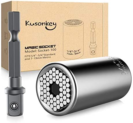 Universal Socket Tools Gifts for Men,KUSONKEY Professional 7mm-19mm Tool Sets with Power Drill Adapter,Best Christmas Gifts for Men, DIY Handyman, Father/Dad, Husband, Boyfriend, Him, Women