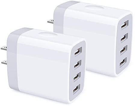 Wall Charger, Hootek 2Pack 4-Multi Port USB Charger Adapter Power Plug Charging Block Cube Brick Compatible iPhone 11 Pro XS Max XR X 8 7 6S Plus, Samsung Galaxy S20 S10e S10 S9 S8 S7, Note 20 10+ 9 8