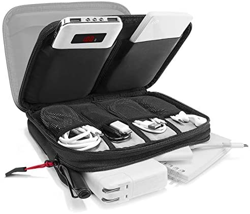 tomtoc Electronics Organizer Travel Cable Organizer Accessories Case Pouch Bag for Cable, Charger, Power Bank, Hard Drive, USB Hub, USB Flash Drive, SD Card, Phone, Black