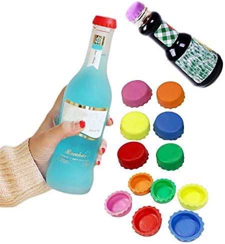 36 Pcs Silicone Rubber Beer Bottle Caps, Bottle Stoppers for Home Brewing Beer, Soft Drink, Soda Bottle Kitchen Gadgets, Multicolor, with Homemade Tag (6 color)