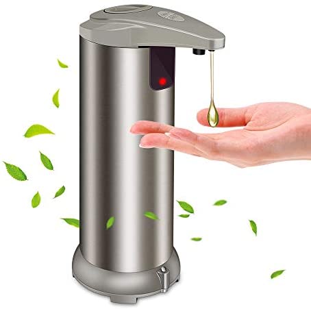 Automatic Soap Dispenser - Touchless Soap Dispenser with Waterproof Base, Infrared Motion Sensor Stainless Steel Dish Liquid Free Auto Hand Soap Dispenser for Bathroom or Kitchen, 2020-New Version