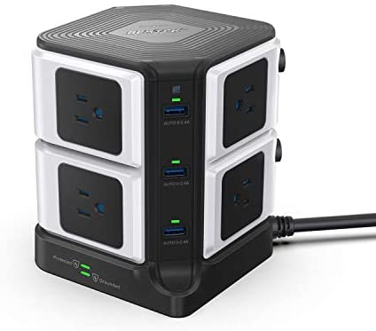 BESTEK USB Power Strip 8-Outlet Surge Protector 1500 Joules with 40W/8A 6 USB Charging Station,ETL Listed,Dorm Room Accessories