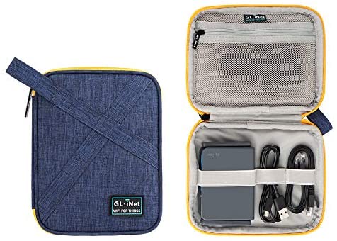 GL.iNET Travel Case Gadget Padded Storage Pouch Bag with Carrying Strap, Portable Electronics Accessories Bag Organiser for Chargers, Cable, Mini Routers
