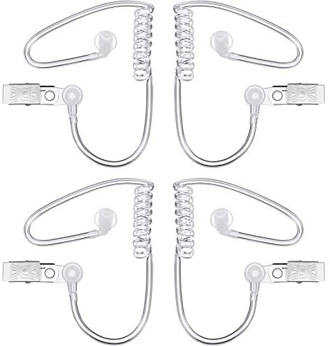 Gejoy 4 Packs Spy Ear Piece Toys Security Headset Earpiece Agent Spy Earpiece Costume Prop, Snap On Replacement Acoustic Tube for 2-Way Radio Audio Headsets