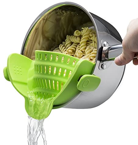 Kitchen Gizmo Snap N Strain Strainer, Clip On Silicone Colander, Fits all Pots and Bowls - Lime Green