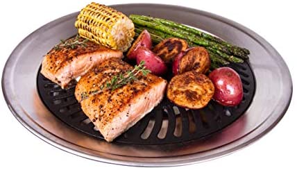 Kitchen + Home Stove Top Smokeless Grill Indoor BBQ, Stainless Steel with Double Coated Non Stick Surface