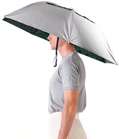Luwint 36'' Diameter Elastic Fishing Gardening Folding Umbrella Hat Headwear