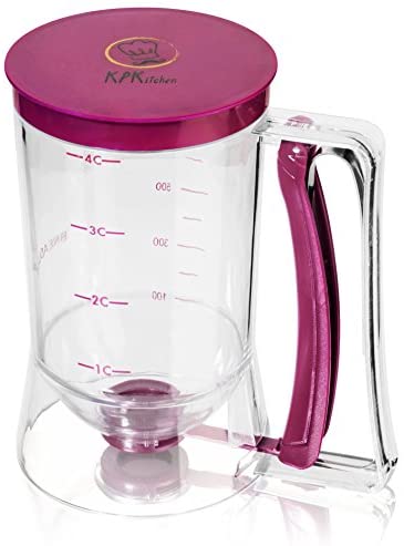Pancake & Cupcake Batter Dispenser - Perfect Baking Tool for Cupcakes, Waffles, Muffin Mix, Crepes, Cake or Any Baked Goods - KPKitchen Easy Pour Home Food Gadget - Bakeware Maker with Measuring Label