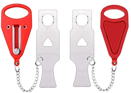 Portable Door Locks, Portable Lock Door Security for Travel Home Apartment Living Hotel Motel (Red 2/Pack) Xhwykzz