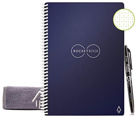 Rocketbook Smart Reusable Notebook - Dot-Grid Eco-Friendly Notebook with 1 Pilot Frixion Pen & 1 Microfiber Cloth Included - Midnight Blue Cover, Executive Size (6" x 8.8")