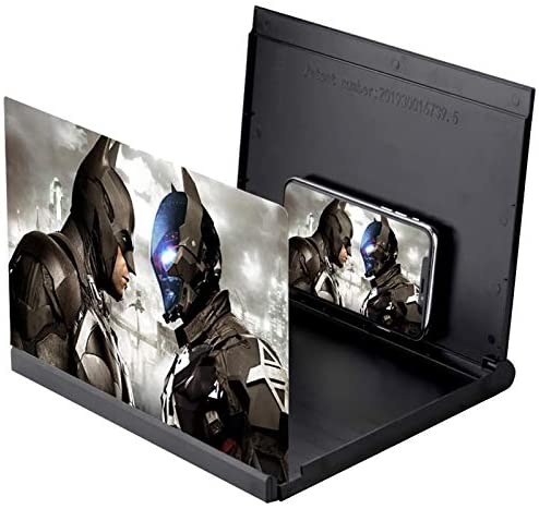 Screen Magnifier for Mobile Phone, 12'' 3D Cell Phone Magnifier Projector Screen Enlarger HD for Videos, Movies, and Games, Foldable Phone Stand with Screen Amplifier, Compatible with Any Smartphones