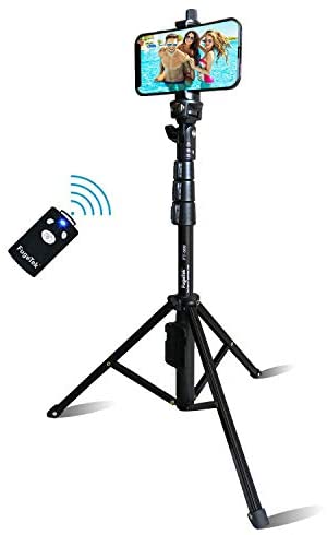 Selfie Stick & Tripod Fugetek, Integrated, Portable All-in-One Professional, Heavy Duty Aluminum, Bluetooth Remote Compatible with Apple & Android Devices, Non Skid Tripod Feet, Extends to 51", Black