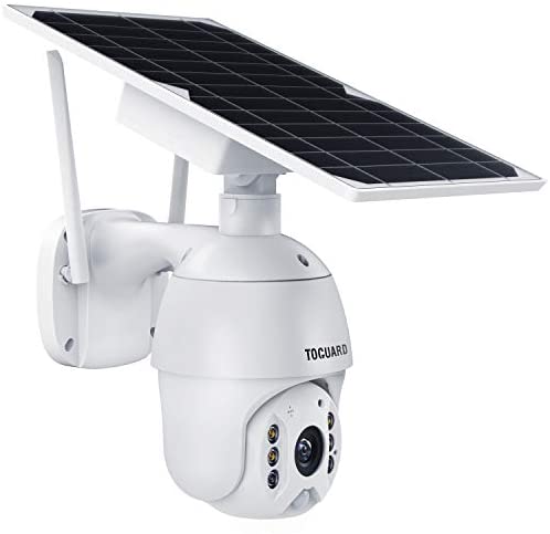 TOGUARD Wireless Security Camera Outdoor Solar Powered Battery PTZ Security Camera 1080P Waterproof IP Dome Cam with 2-Way Audio PIR Radar IP65 Full-Color Night Vision Motion Detection