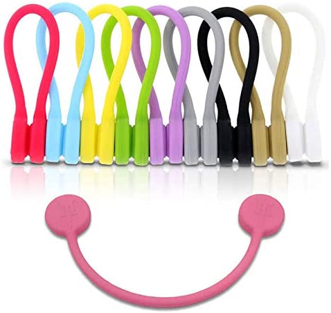 TwistieMag Strong Magnetic Silicone Twist Ties - Multi Color 10 Pack for Men & Women - Unique Gadgets for Cable Management and Organization, Hanging & Holding Stuff, Fidgeting, or Just for Fun
