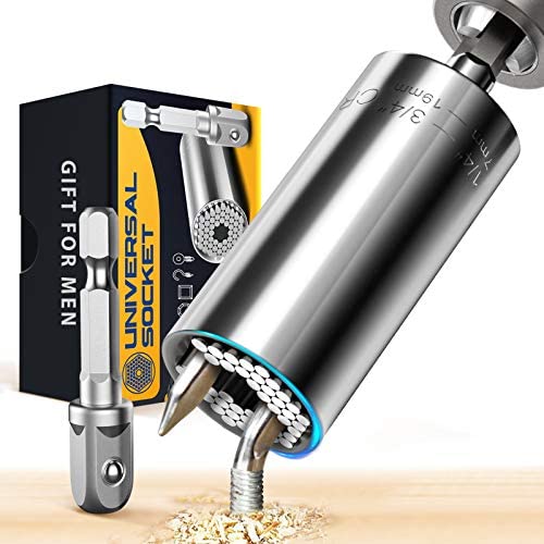 Universal Socket Gifts for Men Dad, Super Socket Grip Tool, Power Drill Adapter Socket Stocking Stuffers, Handy Cool Tools for Men, Gadgets Gifts for Men/Husband/Boyfriends/Women(7-19mm)