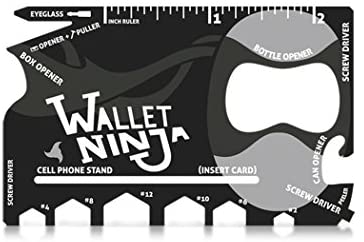Wallet Ninja- 18 in 1 Credit Card Sized Multitool (#1 Best Selling in the World) (Black)