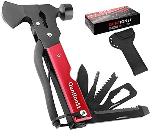 Camping Gear Multitool, Cool & Unique Birthday Gifts for Men Dad Husband Boyfriend, 16-in-1 Survival Gear for Outdoor Hunting Hiking, Emergency Escape Tool with Axe,Hammer,Plier,Knife,Bottle Opener