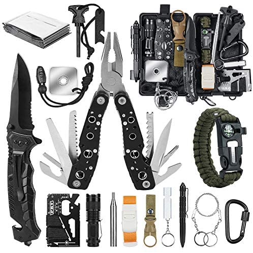 Gifts for Men Dad, Survival Gear and Equipment 17 in 1, Emergency Survival Kit Fishing Hunting Birthday Gifts Ideas for Boyfriend Teen, Cool Gadget Stocking Stuffer for Camping