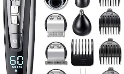 Hatteker Hair Clipper Beard Trimmer Kit for Men Cordless Hair Mustache Trimmer Hair Cutting Groomer Kit Precision Trimmer Waterproof USB Rechargeable 5 in 1