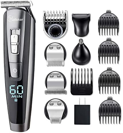 Hatteker Hair Clipper Beard Trimmer Kit for Men Cordless Hair Mustache Trimmer Hair Cutting Groomer Kit Precision Trimmer Waterproof USB Rechargeable 5 in 1