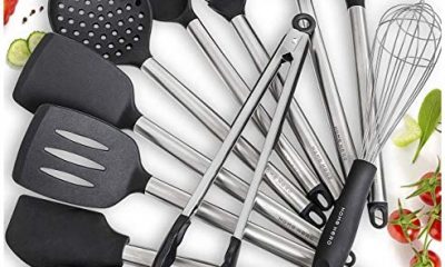 Home Hero 11 Silicone Cooking Utensils Kitchen Utensil Set - Stainless Steel Silicone Kitchen Utensils Set - Silicone Utensil Set Spatula Set - Silicone Utensils Cooking Utensil Set Salad Tongs