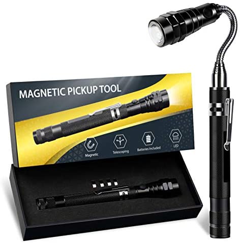 Mechanic Magnetic Pickup Tools Valentine Day Gifts for Him, LED Lights Car Tools Gadget, Telescopic Magnet Gifts for Men/Women Who Have Everything, Gifts Idea for Men, Women, Boyfriend, Father, Guy