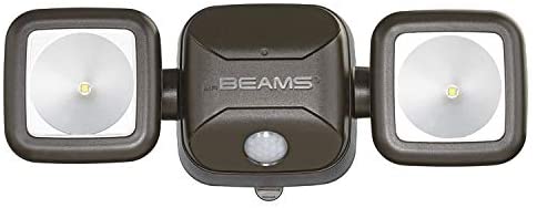 Mr. Beams MB3000 High Performance Wireless Battery Powered Motion Sensing LED Dual Head Security Spotlight, 500 Lumens, Brown, 1-Pack