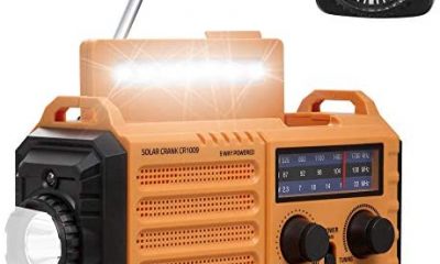 NOAA Weather Radio,5-Way Powered Solar Hand Crank Emergency AM/FM/Shortwave Survival Weather Alert Radio Portable Rechargeable Battery/Cellphone USB Charger,LED Flashlight/Reading Lamp,SOS&Compass