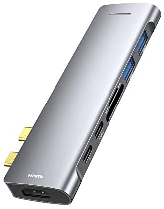 USB C Hub for MacBook Pro/MacBook Air USB Adapter, USB C to HDMI Adapter with 4K HDMI, USB C and2 USB 3.0 Ports , TF/SD, Thunderbolt 3 PD 100W for MacBook Pro/Air Accessories 2020-2018