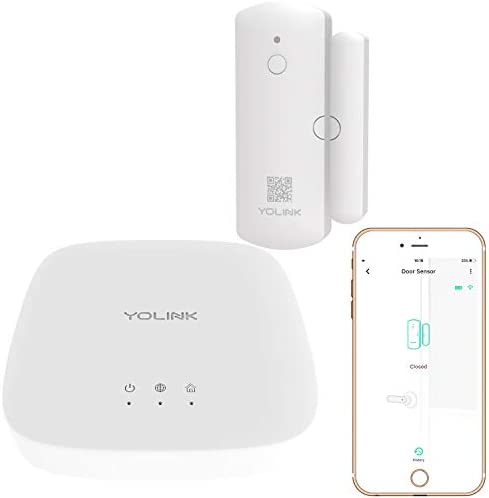 YoLink Door Sensor, 1/4 Mile World's Longest Range Smart Home Wireless Window Door Sensor Compatible with IFTTT (1 Door Sensor with Hub)