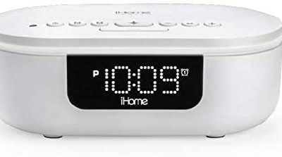 iHome Health POWERUVC PRO - Clinically Proven 360° UV-C Sanitizer | Bluetooth Speaker with Alarm Clock, Auto Dimmer and Dual USB Charging (Model iUVBT1W)