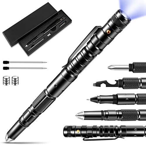 Gifts for Men, Tactical Pen, Multitool with LED Flashlight for Women & Men, Cool & Unique Birthday Christmas Gifts Ideas for Him Husband Dad Grandpa with Black Gift Box
