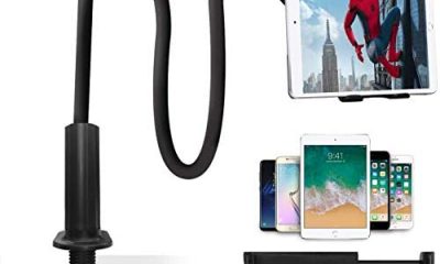 Gooseneck Phone Holder, Gooseneck Tablet Holder, Flexible Phone Holder,Mount Stand Long Lazy Arm Clip On Compatible iPhone,iPad,Galaxy,Google Nexus,LG for Bedroom,Office,Desktop,Kitchen,(Black)