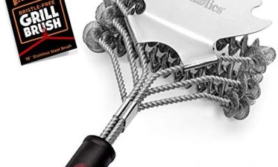Grillaholics Grill Brush Bristle Free - Safe Grill Cleaning with No Wire Bristles - Professional Heavy Duty Stainless Steel Coils and Scraper - Lifetime Manufacturers Warranty