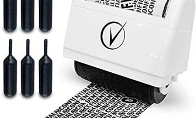 Identity Protection Roller Stamps Wide Kit, Including 6-Pack Refills - Designed for Secure Confidential ID Blackout Security, Anti Theft and Privacy Safety - Classy White