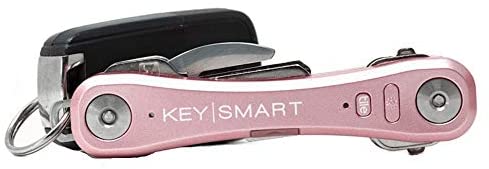 KeySmart Pro - Key Holder w LED Light & Tile Smart Technology (up to 10 Keys) (Rose Gold)